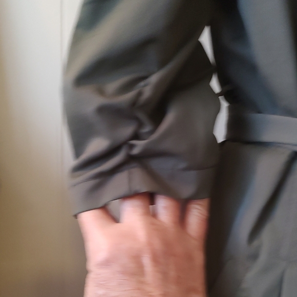 Olive Green Cotton Dress with Floral Detail Medium - Picture 7 of 16